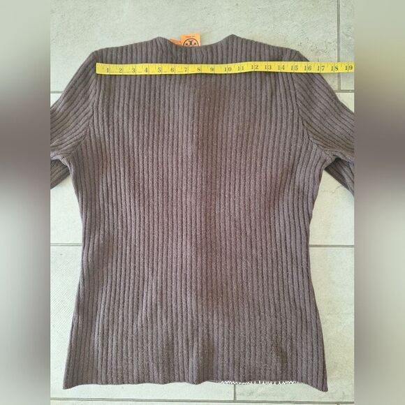 Tory Burch Brown Leather Cachemere Jacket Fitted Desing Size L - Picture 6 of 6